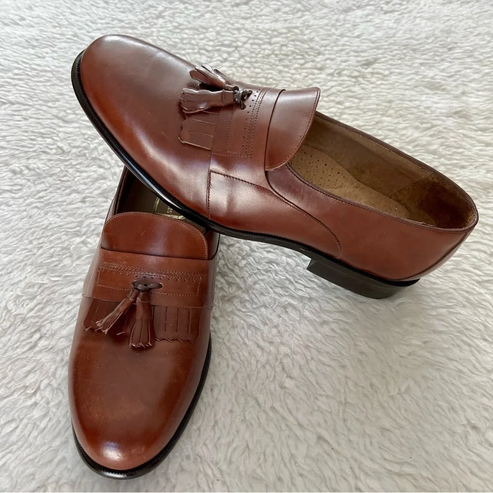 Stuart McGuire Vintage Brown Leather Men’s Slide On Shoes Size 11 D